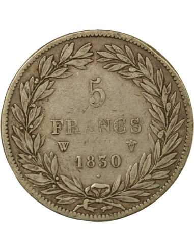 5 Francs Argent Louis-Philippe I 1830 W - Tranche en Creux