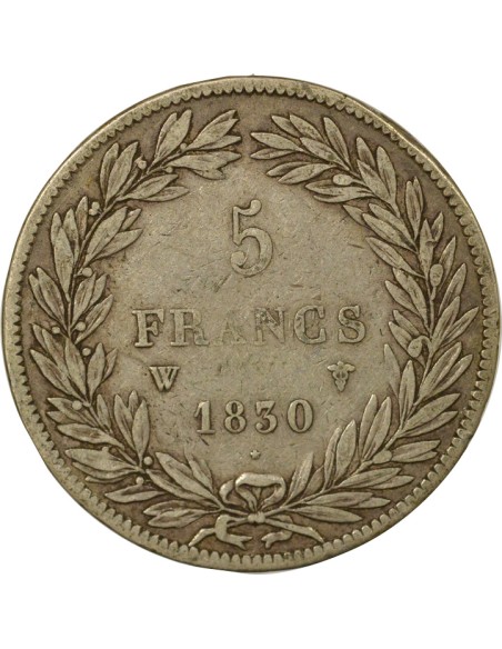 5 Francs Argent Louis-Philippe I 1830 W - Tranche en Creux