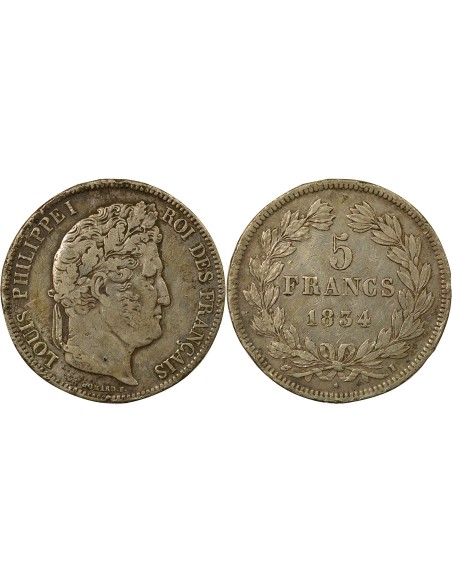 Louis-Philippe Ier Louis-Philippe I - 5 Francs Argent - 1834 I Limoges 5 francs Argent 1834 I Limoges