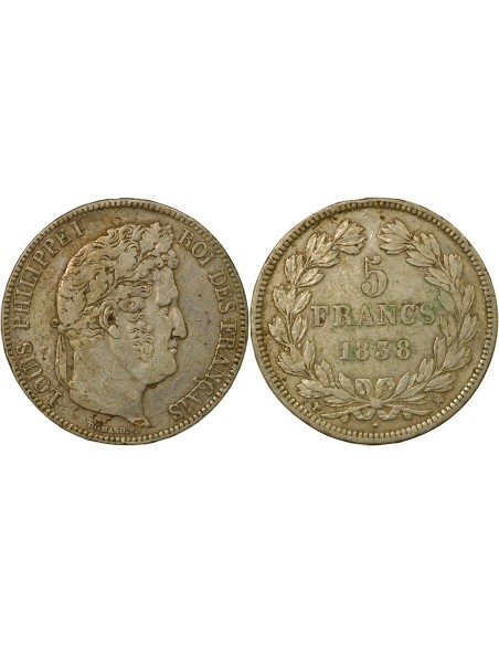 Louis-Philippe Ier Louis-Philippe I - 5 Francs Argent - 1838 MA Marseille 5 francs Argent 1838 MA Marseille