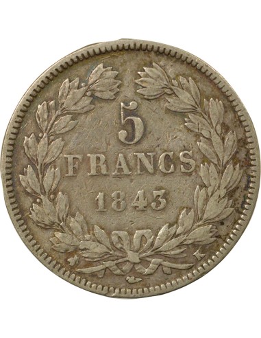 Louis-Philippe Ier Louis-Philippe I - 5 Francs Argent - 1843 K Bordeaux 5 francs Argent 1843 K Bordeaux
