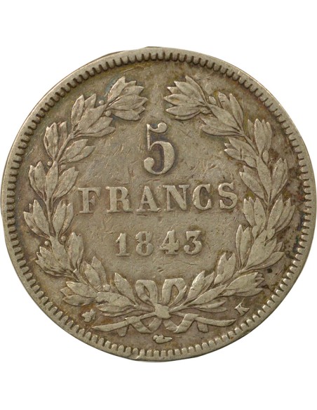 Louis-Philippe Ier Louis-Philippe I - 5 Francs Argent - 1843 K Bordeaux 5 francs Argent 1843 K Bordeaux
