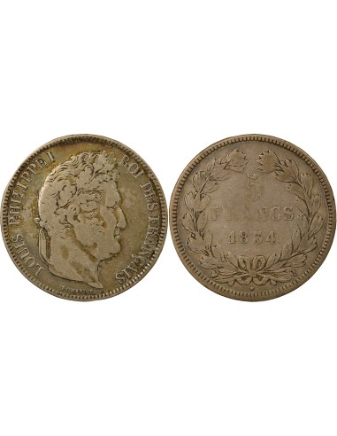 Louis-Philippe Ier Louis-Philippe I - 5 Francs Argent - 1834 Q Perpignan 5 francs Argent 1834 Q Perpignan