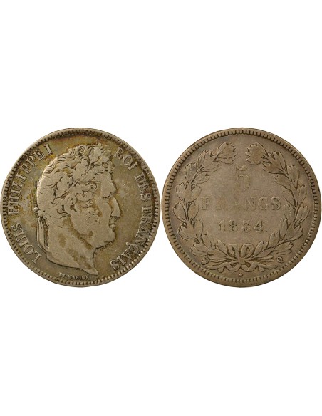 Louis-Philippe Ier Louis-Philippe I - 5 Francs Argent - 1834 Q Perpignan 5 francs Argent 1834 Q Perpignan