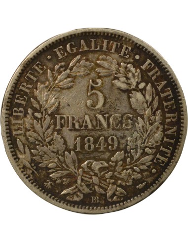 Cérès - 5 Francs Argent 1849 BB Strasbourg 5 francs Argent 1849 BB Strasbourg