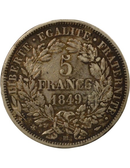 Cérès - 5 Francs Argent 1849 BB Strasbourg 5 francs Argent 1849 BB Strasbourg