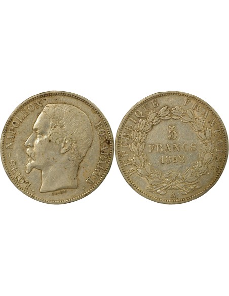 Napoléon III Louis Napoléon Bonaparte - 5 Francs Argent - 1852 A Paris 5 francs Argent 1852 A - Paris