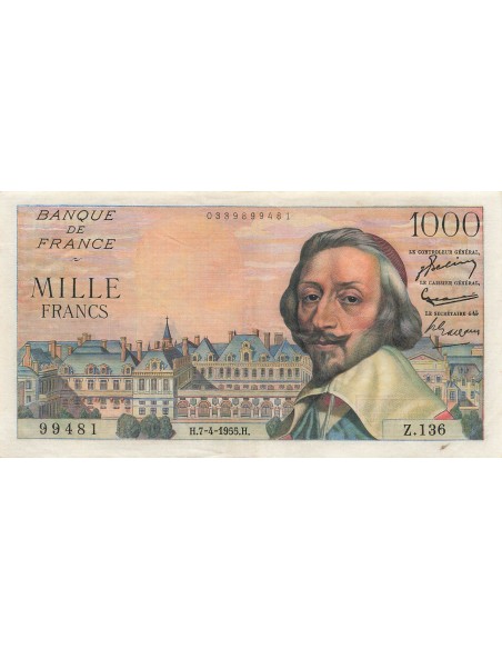 1000 Francs Richelieu - 07-04-1955 - Série Z.136 1000 francs 1955