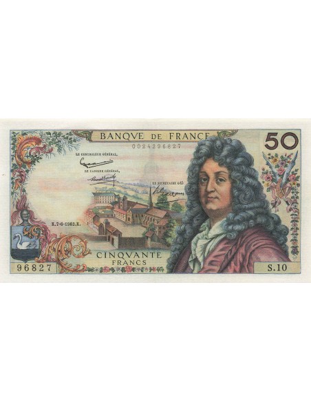 50 Francs Racine - 07-06-1962 - Série S.10 50 francs 1962
