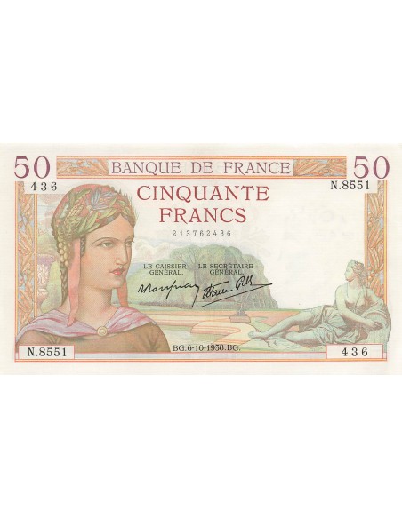50 Francs Cérès - 06-10-1938 - Série N.8551 50 francs 1938