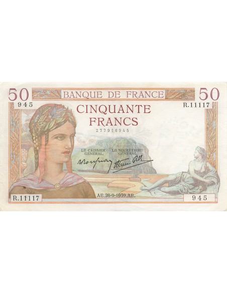 50 Francs Cérès - 28-09-1939 - Série R.11117 50 francs 1938
