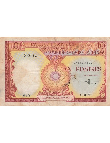 Indo-Chine Fr. 10 Piastres - Vietnam - ND (1953) - P.107 10 piastres 1953