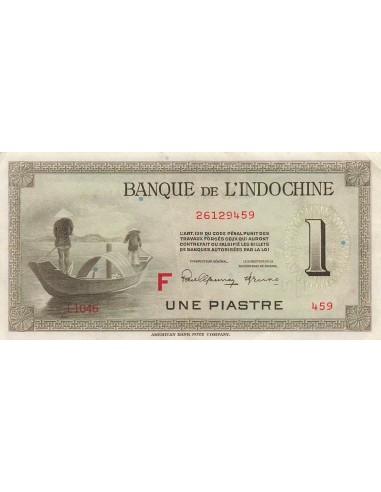 Indo-Chine Fr. 1 Piastre - Lettre F - ND (1945-1951) - P.76 1 piastre 1945