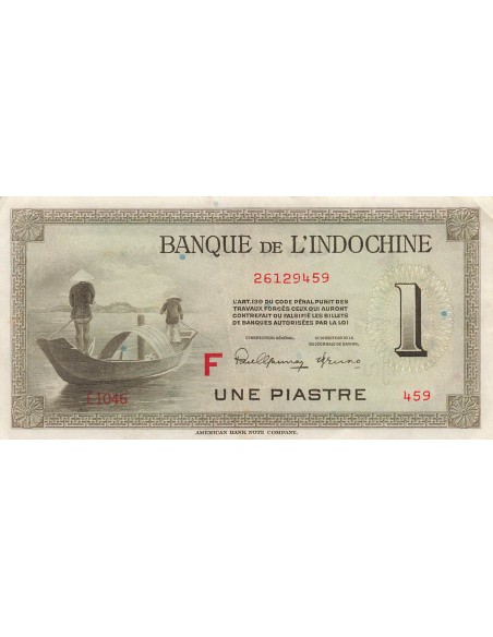 Indo-Chine Fr. 1 Piastre - Lettre F - ND (1945-1951) - P.76 1 piastre 1945