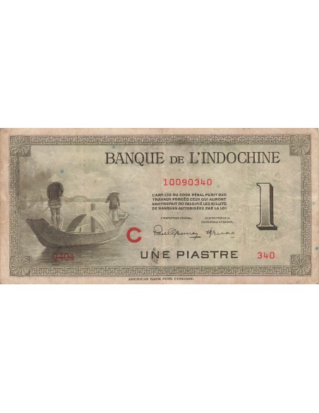 Indo-Chine Fr. 1 Piastre - Lettre C - ND (1945-1951) - P.76 1 piastre 1945