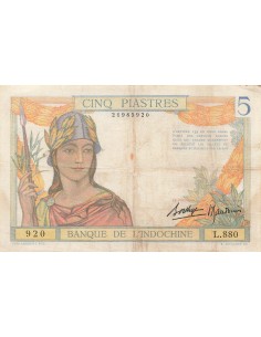 Indo-Chine Fr. 5 Piastres - ND (1936) - P.55 5 piastres 1936