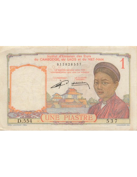 Indo-Chine Fr. 1 Piastre - ND (1953) - P.92 1 piastre 1953