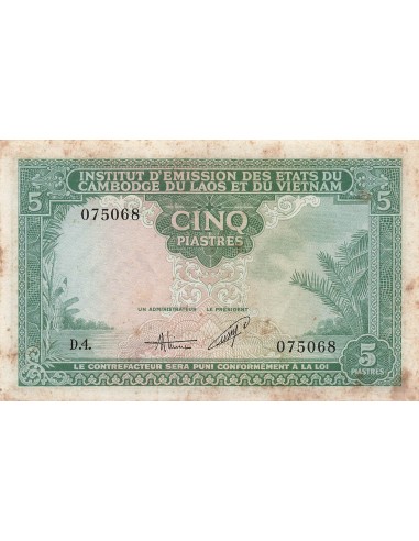 Indo-Chine Fr. 5 Piastres - Vietnam - ND (1953) - P.106 5 piastres 1953
