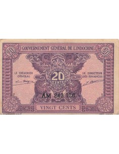 Indo-Chine Fr. 20 Cents - ND (1942) - P.90 20 cents 1942