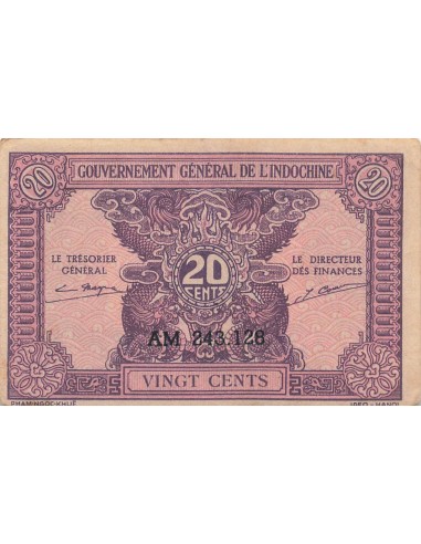 Indo-Chine Fr. 20 Cents - ND (1942) - P.90 20 cents 1942