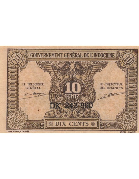 Indo-Chine Fr. 10 Cents - ND (1942) - P.89 10 cents 1942