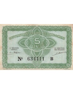 Indo-Chine Fr. 5 Cents - ND (1942) - P.88 5 cents 1942