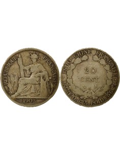 Indo-Chine Fr. Indochine Française - 20 Centiemes Argent 1902 20 centimes Argent 1902 A Paris