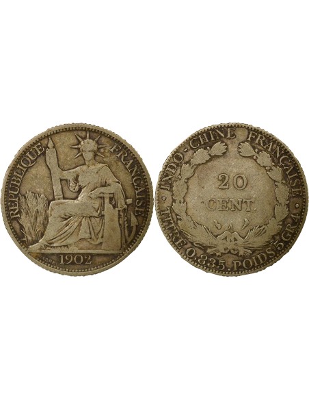 Indo-Chine Fr. Indochine Française - 20 Centiemes Argent 1902 20 centimes Argent 1902 A Paris