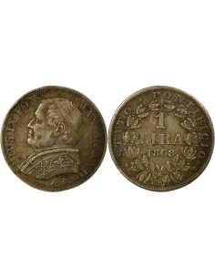Etat Pontifical Pie IX Pie IX - Lira Argent - 1868 R Rome An XXII 1 lira Argent 1868 R Rome