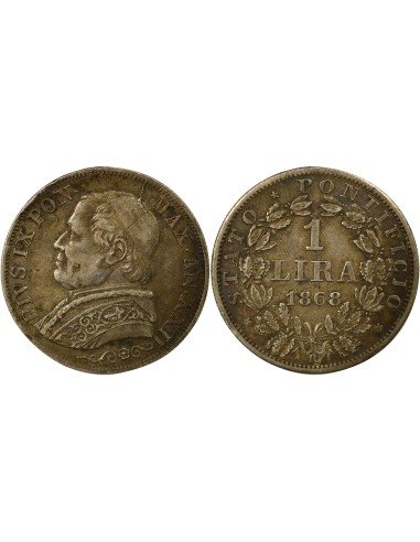 Etat Pontifical Pie IX Pie IX - Lira Argent - 1868 R Rome An XXII 1 lira Argent 1868 R Rome