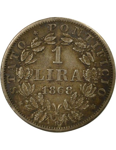 Etat Pontifical Pie IX Pie IX - Lira Argent - 1868 R Rome An XXII 1 lira Argent 1868 R Rome