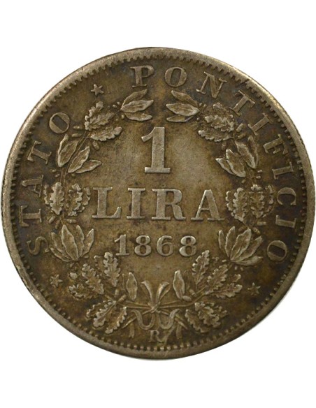 Etat Pontifical Pie IX Pie IX - Lira Argent - 1868 R Rome An XXII 1 lira Argent 1868 R Rome
