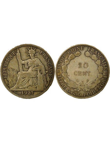 Indo-Chine Fr. Indochine Française - 20 Centiemes Argent 1927 20 centimes Argent 1927 A Paris