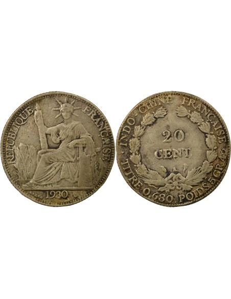 Indo-Chine Fr. Indochine Française - 20 Centiemes Argent 1930 20 centimes Argent 1930 A Paris