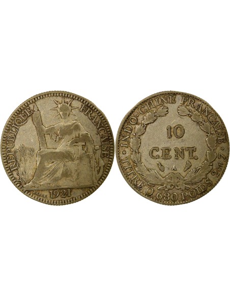 Indo-Chine Fr. Indochine Française - 10 Centièmes Argent 1921 10 centimes Argent 1937 A - Paris
