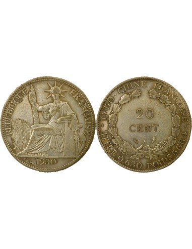 Indo-Chine Fr. Indochine Française - 20 Centiemes Argent 1930 20 centimes Argent 1930 A Paris