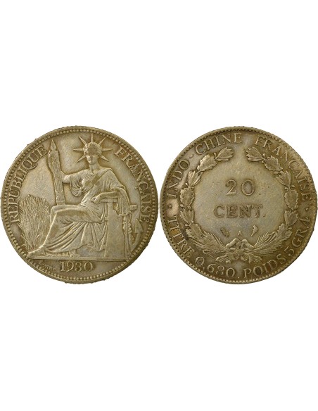 Indo-Chine Fr. Indochine Française - 20 Centiemes Argent 1930 20 centimes Argent 1930 A Paris