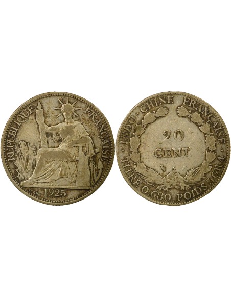 Indo-Chine Fr. Indochine Française - 20 Centiemes Argent 1925 20 centimes Argent 1925 A Paris