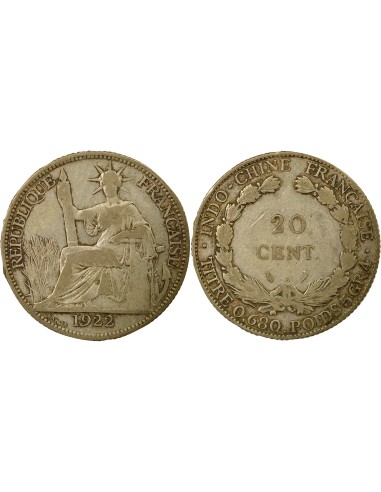 Indo-Chine Fr. Indochine Française - 20 Centiemes Argent 1922 20 centimes Argent 1922 A Paris