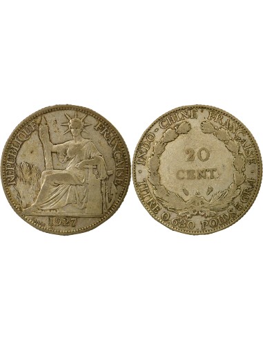 Indo-Chine Fr. Indochine Française - 20 Centiemes Argent 1927 20 centimes Argent 1927 A Paris