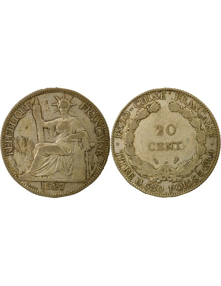 Indo-Chine Fr. Indochine Française - 20 Centiemes Argent 1927 20 centimes Argent 1927 A Paris