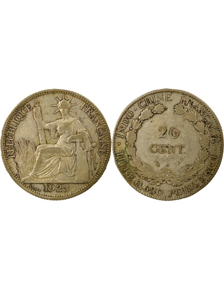 Indo-Chine Fr. Indochine Française - 20 Centiemes Argent 1923 20 centimes Argent 1923 A Paris