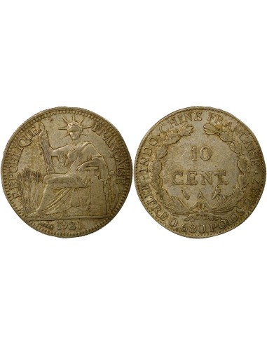 Indo-Chine Fr. Indochine Française - 10 Centièmes Argent 1921 10 centimes Argent 1937 A - Paris