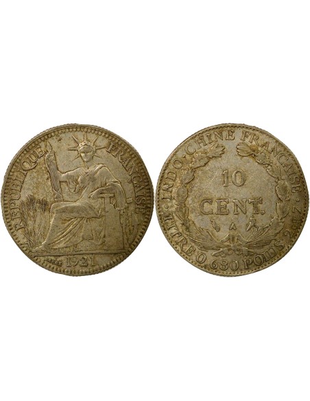 Indo-Chine Fr. Indochine Française - 10 Centièmes Argent 1921 10 centimes Argent 1937 A - Paris