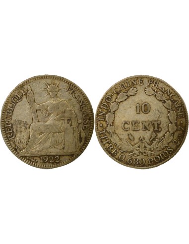 Indo-Chine Fr. Indochine Française - 10 Centièmes Argent 1922 10 centimes Argent 1922 A - Paris