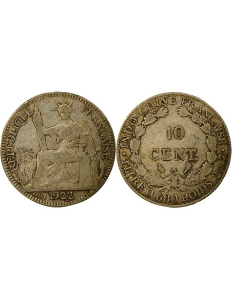 Indo-Chine Fr. Indochine Française - 10 Centièmes Argent 1922 10 centimes Argent 1922 A - Paris