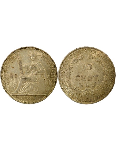 Indo-Chine Fr. Indochine Française - 10 Centièmes Argent 1930 10 centimes Argent 1930 A - Paris