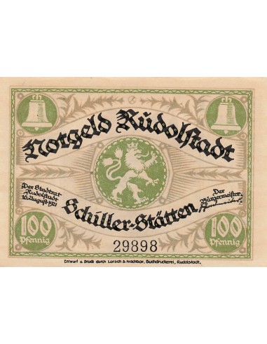 Allemagne 100 Pfennig - Rudolstadt - Notgeld - 1921 100 pfennig 1921