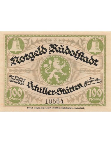 Allemagne 100 Pfennig - Rudolstadt - Notgeld - 1921 100 pfennig 1921