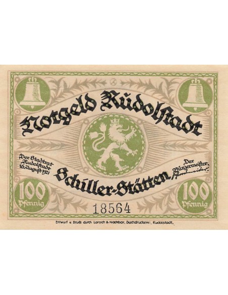 Allemagne 100 Pfennig - Rudolstadt - Notgeld - 1921 100 pfennig 1921